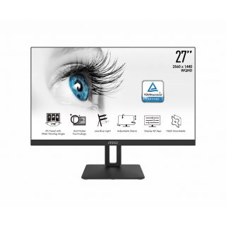 MSI Pro MP271QP | 27" WQHD | 60Hz Refresh Rate | 2560 x 1440 Resolution | IPS Panel Monitor | Ultra Thin Bezel Design | Wall Mount Enable | HDMI | Display Port | 5ms Fast Response Time